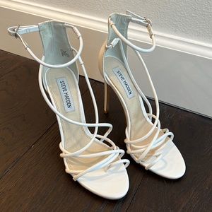 Steve Madden White Patent Satya Sandal Heels
